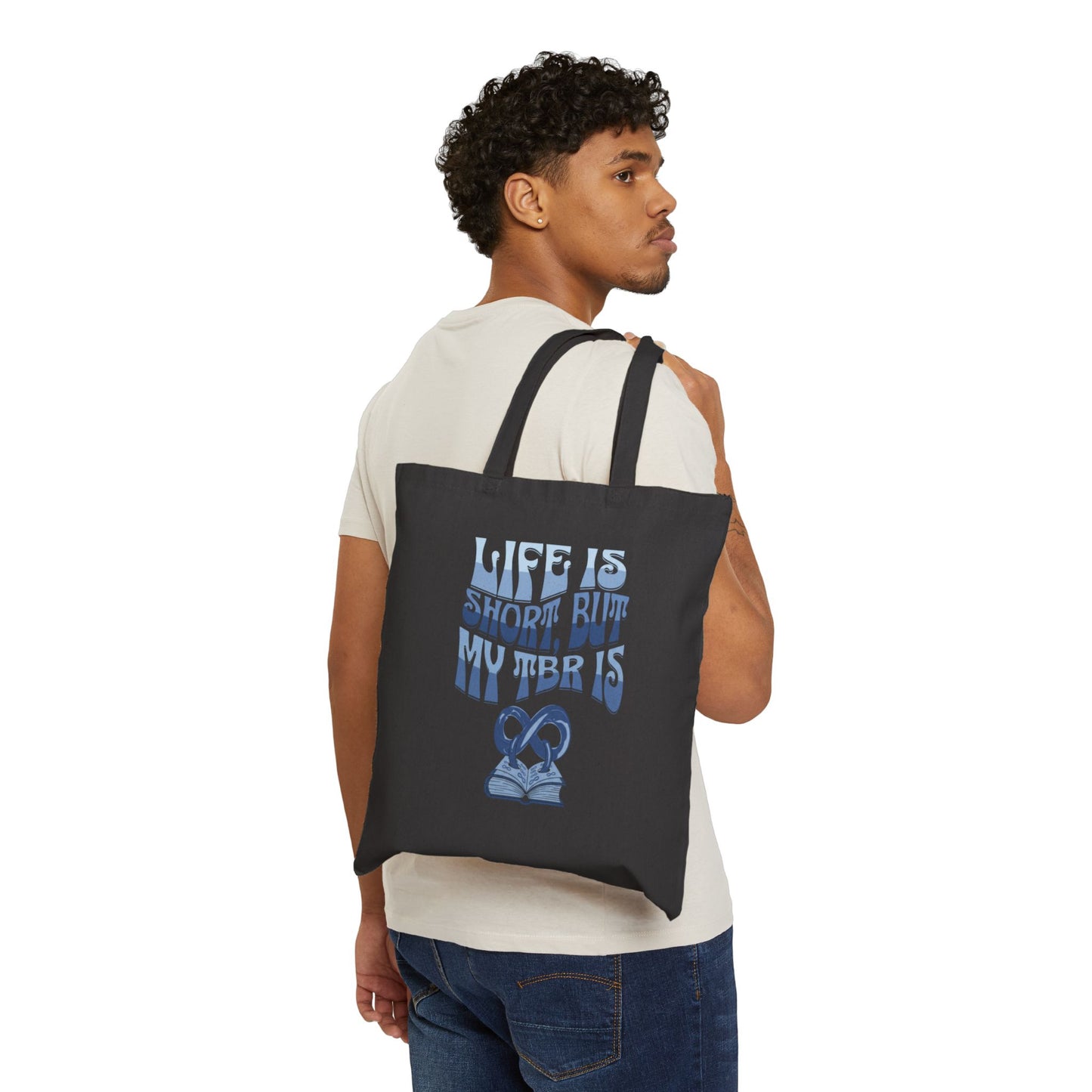 Tote Bag — “Life Is Short, But My TBR Is” Canvas Book Lover Tote