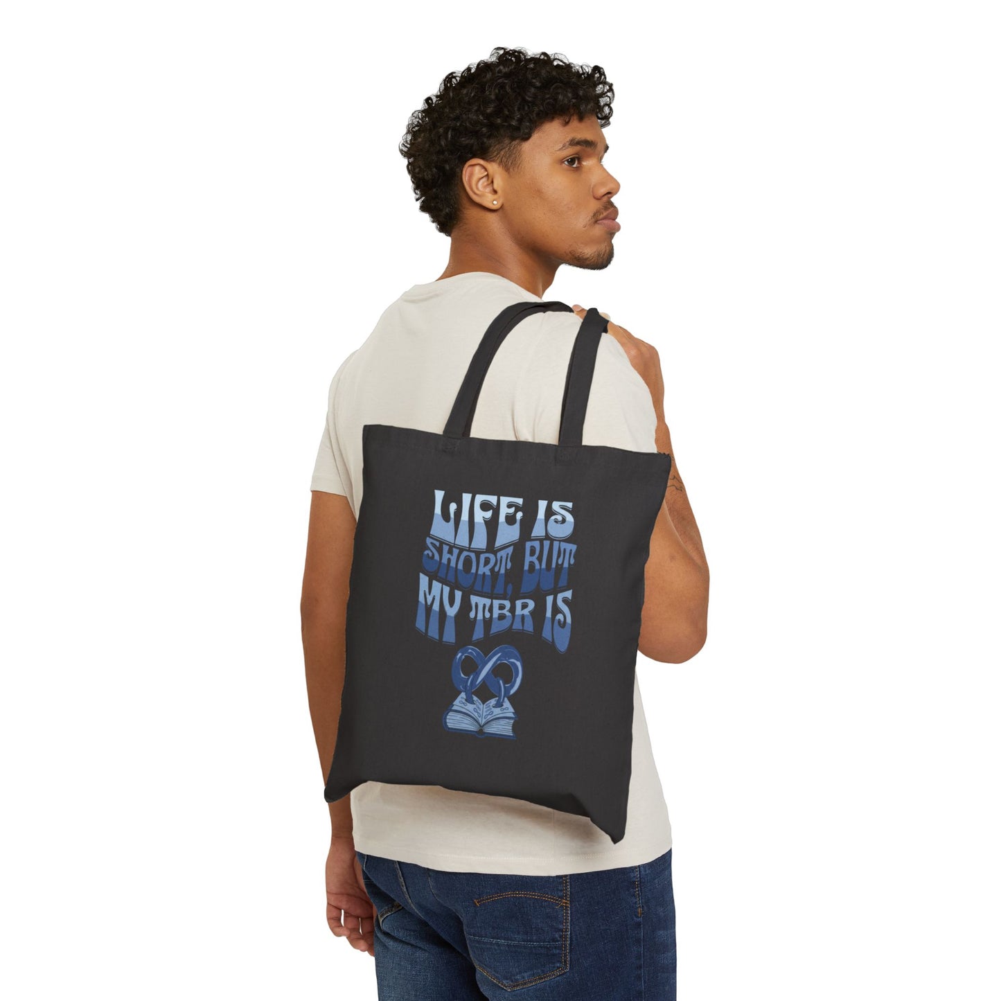 Tote Bag — “Life Is Short, But My TBR Is” Canvas Book Lover Tote